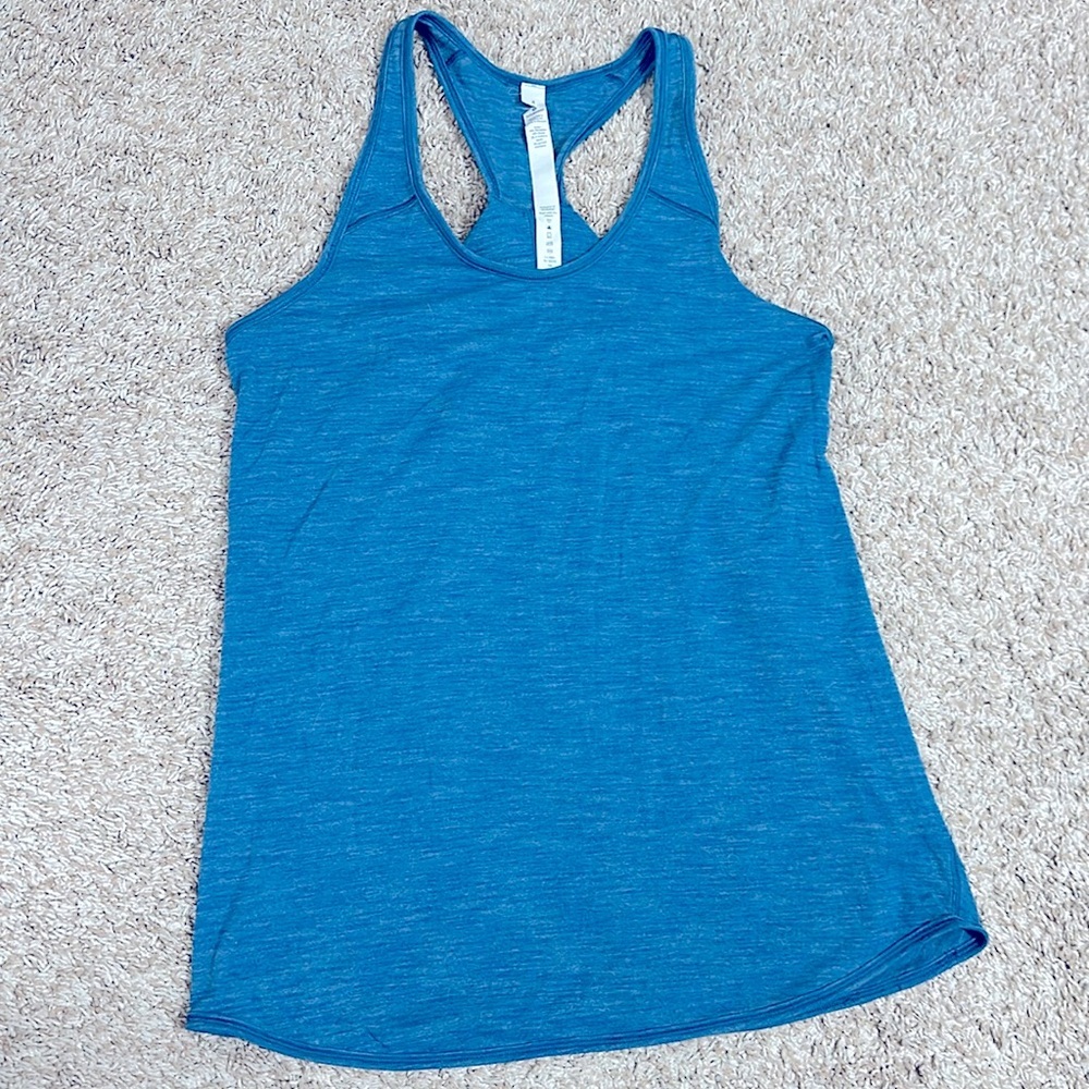 (4) Lululemon Essential Tank Top Heathered Jet Set Blue Small Luon Turquoise